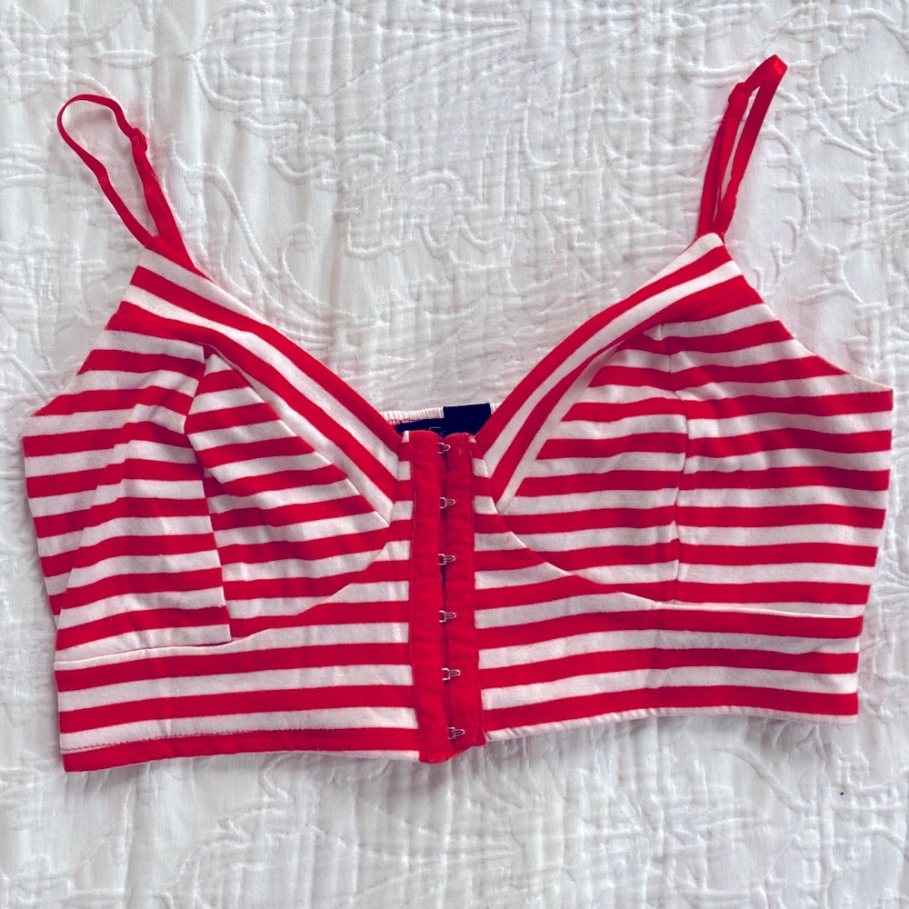 Forever 21 Red/White Striped Pin Up Croptop/Bra